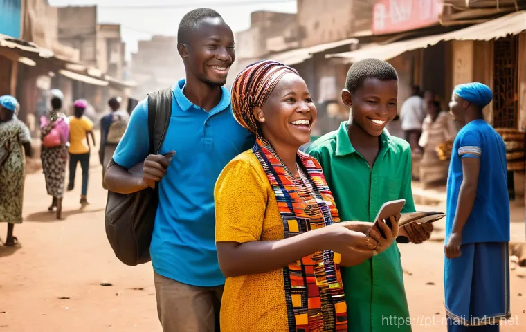 말리의 인터넷과 IT 발전 - Prompt 1: Vibrant Mobile Connectivity in Mali's Everyday Life**