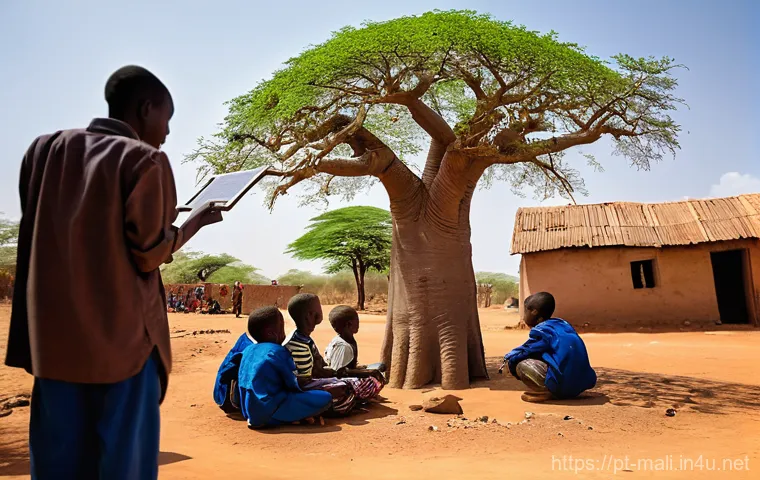 말리의 교육 시스템 - **A Resilient Malian Teacher in a Crowded Classroom:**
    "A vibrant, candid photograph capturing a...