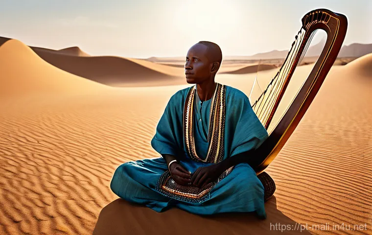 말리에서 유명한 작가들 - **Prompt: "The Griot's Legacy Under the African Sky"**
A venerable elderly Malian griot, adorned...